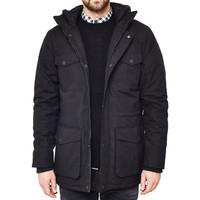 the idle man lined field jacket with hood black mens parka in black