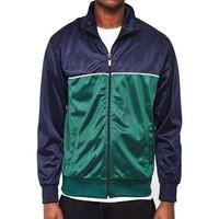 the idle man track top navy green mens tracksuit jacket in blue