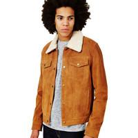 The Idle Man Suede Western with Detachable Collar Tan men\'s Leather jacket in Other