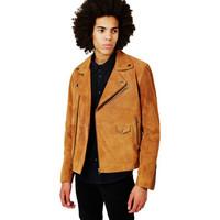 The Idle Man Suede Biker Jacket Tan men\'s Leather jacket in Other