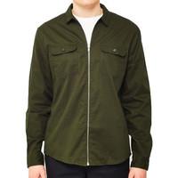 the idle man zip utility over shirt green mens jacket in green