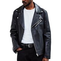 The Idle Man Leather Biker Jacket Black men\'s Leather jacket in black