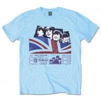 The Beatles Shea Stadium Mens Light Blue Tshirt: Large