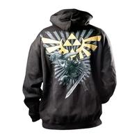 The Legend of Zelda Classic Medium Hoodie (with Grey/Gold Zelda Back Design) - Black