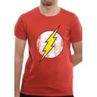 the flash distressed logo dc essentials range t shirt xx large red