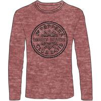 the beatles mens sgt pepper burnout long sleeve sweatshirt red maroon  ...