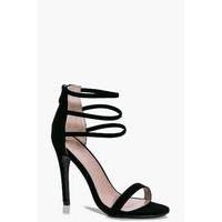 three ankle band heel black