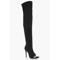 thigh high clear insert boot black