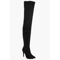 Thigh High Pointed Boot - black