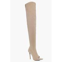 Thigh High Clear Insert Boot - camel