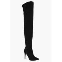 Thigh High Pointed Boot - black