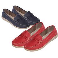 Thames Loafers (1 + 1 FREE), Red and Navy, Size 3, Faux Leather