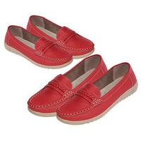 Thames Loafers (1 + 1 FREE), Red x 2, Size 3, Faux Leather