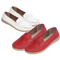 Thames Loafers (1 + 1 FREE), Red and White, Size 3, Faux Leather