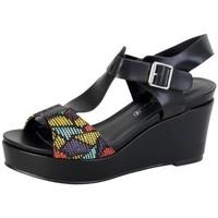 The Divine Factory Sandales Compensée Femme TDF2915 Noir women\'s Sandals in black