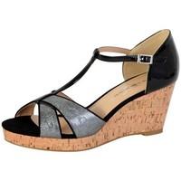 The Divine Factory Sandales Compensée Femme TDF2911 Noir women\'s Sandals in black