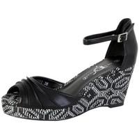 The Divine Factory Sandales Compensée Femme TDF2910 Noir women\'s Sandals in black