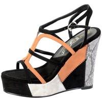 the divine factory sandale compense tdf2977 noircamel womens sandals i ...