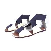 theory size 4 snow white and dove grey elasticated sandals