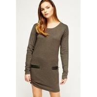 thin knit jumper zip dress