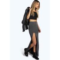 Thigh Split Maxi Skirt - charcoal