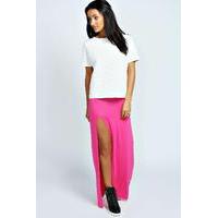 Thigh High Split Maxi Skirt - pink