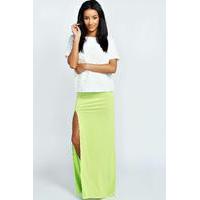 Thigh High Split Maxi Skirt - lime