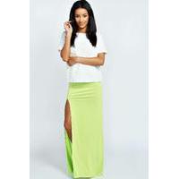 thigh high split maxi skirt lime