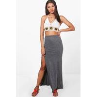 Thigh High Split Maxi Skirt - charcoal