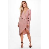 Theresa Strappy Wrap Front Dress - antique rose