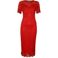 theresa lined lace midi dress red