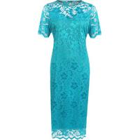 Theresa Lined Lace Midi Dress - Turquoise