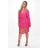 Theresa Strappy Wrap Front Dress - cerise