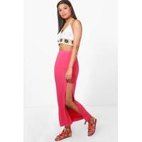 thigh high split maxi skirt lipstick