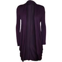 Thea Open Ruched Plain Cardigan - Purple