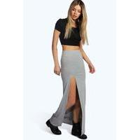 Thigh Split Maxi Skirt - grey marl