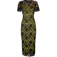 Theresa Lined Lace Midi Dress - Lime