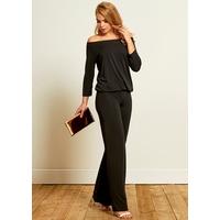 The Off Shoulder Trouser Suit- Black