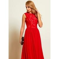 The Evita Lace Maxi Dress - Red