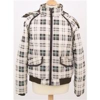 The Trend House, size L cream, brown & blue checked puffa jacket