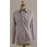 thresher glenny size 10 white with blue pink strips long sleeved shirt