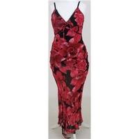 The Vestry, size 14 red and black floral full length dress