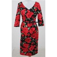 The Pretty Dress Company, size: 10, Black with printed red roses dress