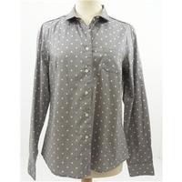 the saville row company size 12 grey and white polka dot blouse