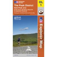 The Peak District - Dark Peak Area - OS Explorer Active Map Sheet Number OL1