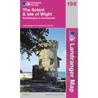 The Solent & Isle of Wight - OS Landranger Active Map Sheet Number 196