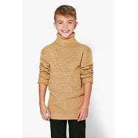 thick knit roll neck jumper beige