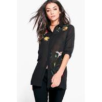 Thea Embroidered Shirt - black