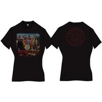 The Beatles Women\'s Sgt Pepper Short Sleeve T-shirt, Black, Size 12
