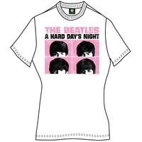 The Beatles Women\'s Hard Days Night Pastel Short Sleeve T-shirt, White, Size 14